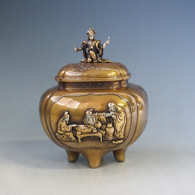 dk60-05,奏楽天人香炉 津雪作 【 高岡銅器 】