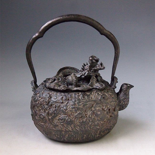 鉄瓶の蓋 フタ 銅 唐草紋様 鉄瓶 唐草 銅蓋 鳴金付