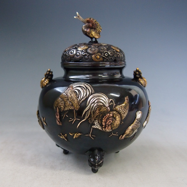 古銅 キリン人物のったり香炉 1166g タサオ 東さ8-0104② 古銅 キリン