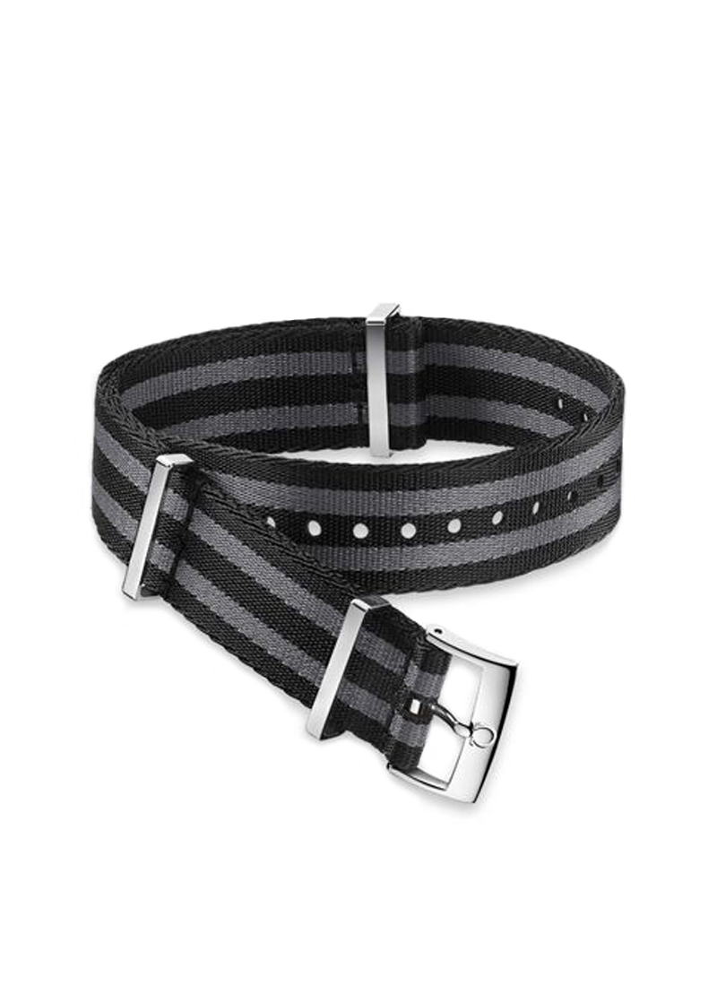 NATOストラップ(ポリアミド/ 黒・グレー5本ストライプ)｜オメガ（OMEGA