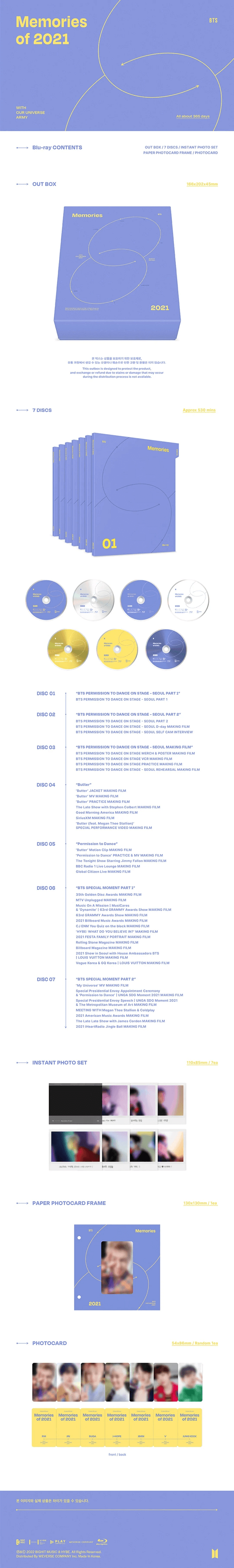 BTS MEMORIES OF 2021 BLURAY - Kpop USA