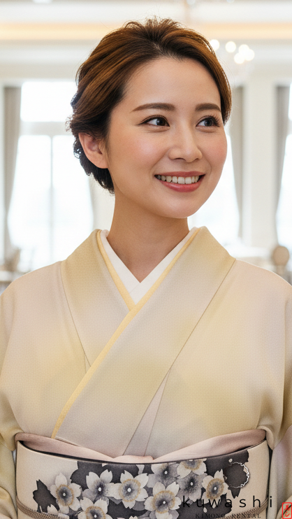 正絹色無地レンタル】 10034 ライトイエローぼかし正絹色無地フル