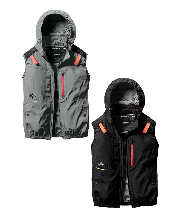 BURTLE ファン付ウエア AIR CRAFT ベスト(着脱可能フード付