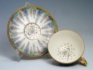 京薩摩 錦光山 金彩藤文碗皿 アンティーク カップ＆ソーサー古薩摩