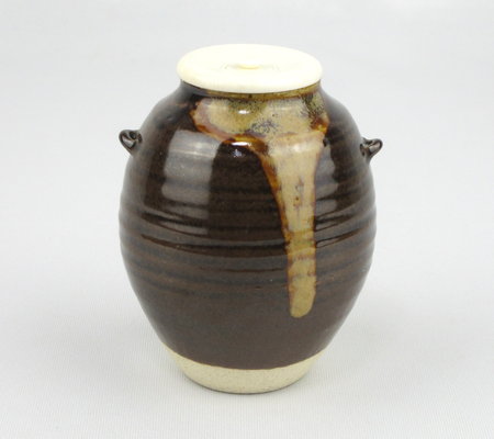 栗山園オンライン通販部 / 【出物】 古膳所写耳付茶入 陽炎園(岩崎新定)