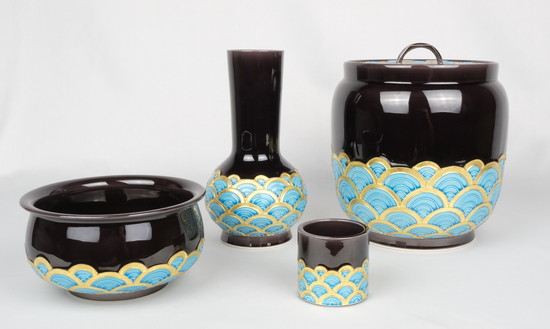 栗山園オンライン通販部 / 【出物】 紫交趾青海波皆具 翠嵐窯