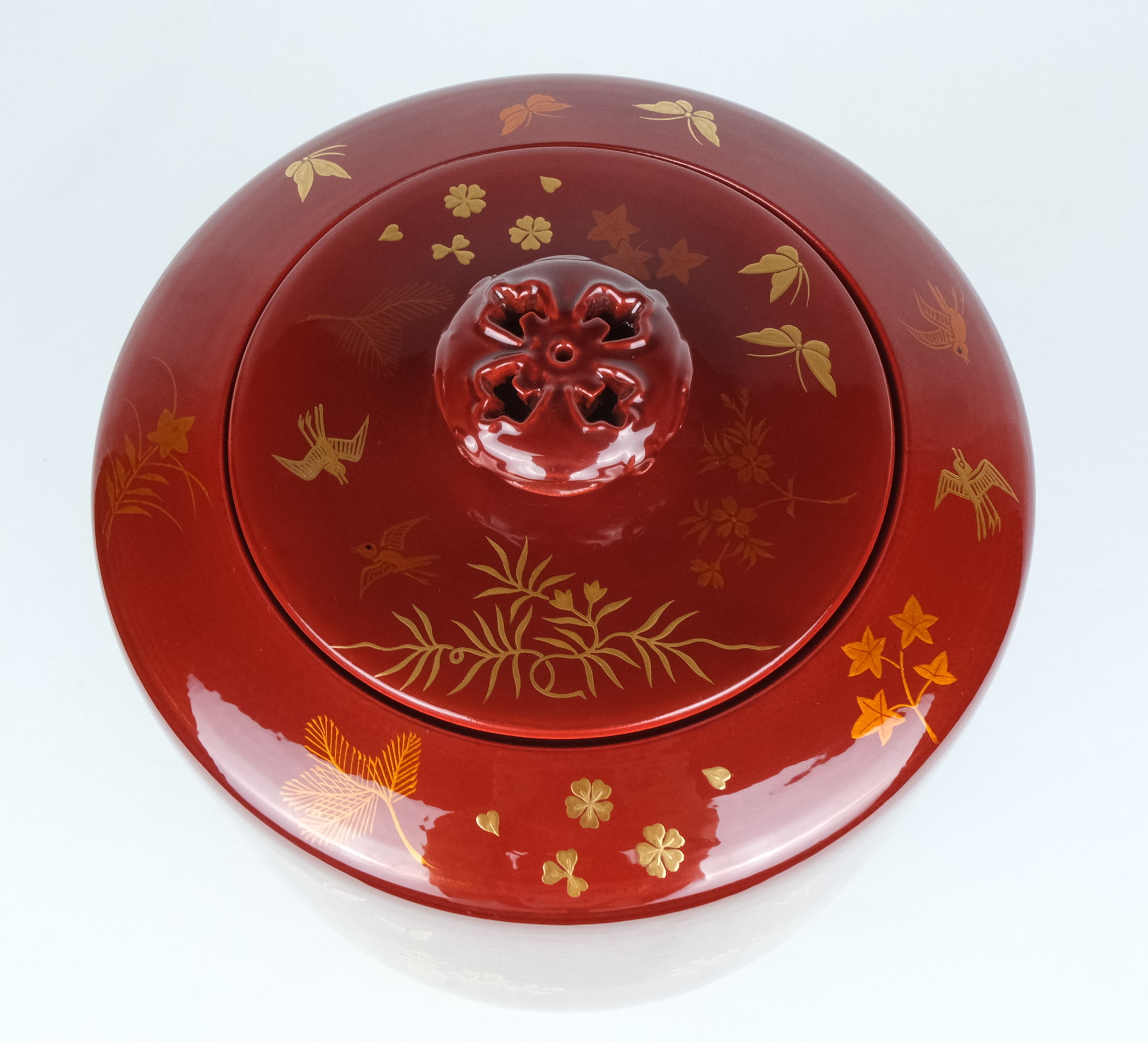 栗山園オンライン通販部 / 【出物】 陶漆白檀塗花鳥蒔絵皆具 前端春斎