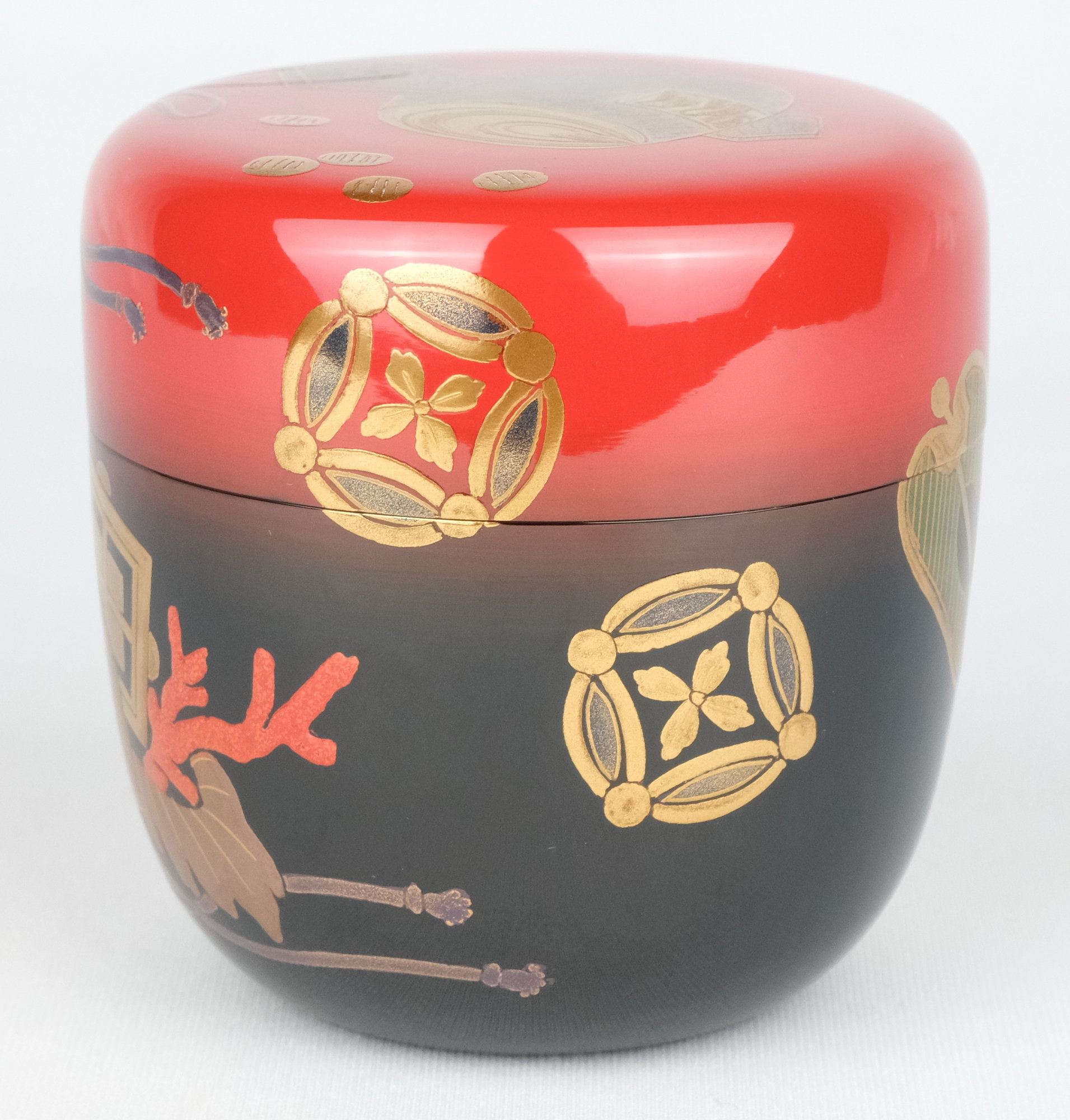 茶道具 棗 中村恭蔵 松食鶴蒔絵 茶道具 棗 中村恭蔵 松食鶴蒔絵