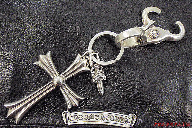 クロムハーツ ラージCHクロスキーリング＆ダガー ガーネットカスタム