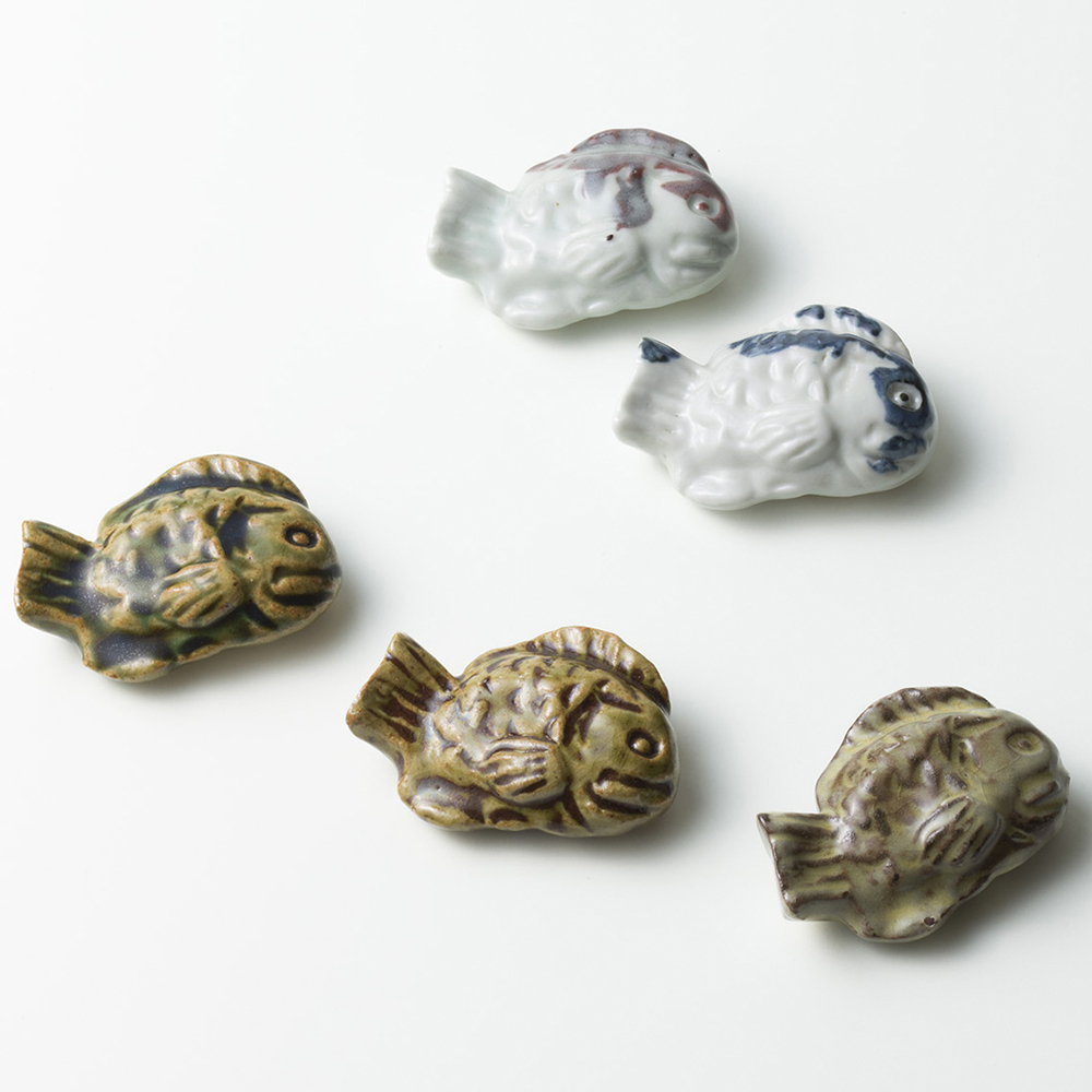 北大路魯山人 色変魚形箸枕 五客入 | しぶや黒田陶苑