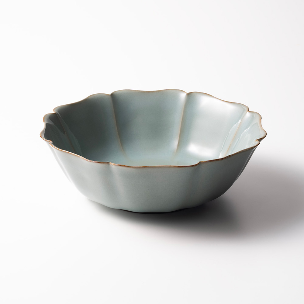 紫田コレクション！ 1700年〜1740 青磁三果文輪花鉢 五客 図録掲載品