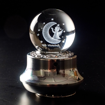 MUSICBOX】3Dレーザーボールオルゴール 月と天使 | オルゴール | 黒壁