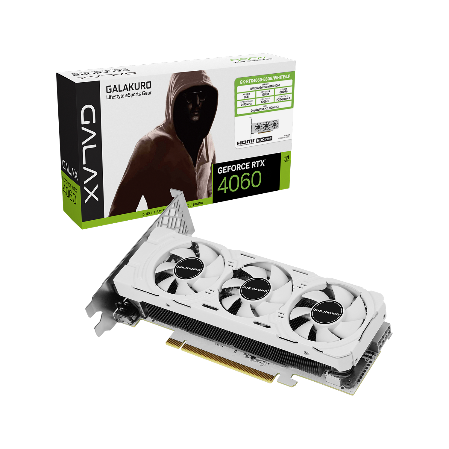 GK-RTX4060-E8GB/WHITE/LP | GK-RTX4060-E8GB/WHITE/LP | 玄人志向