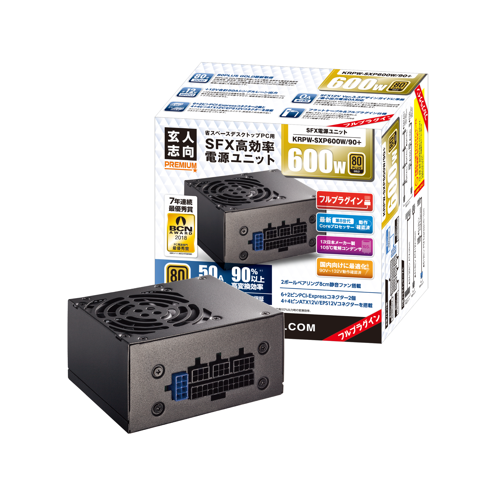 KRPW-SX400W/90+ | 80PLUS GOLD取得 SFX電源 400W | 玄人志向