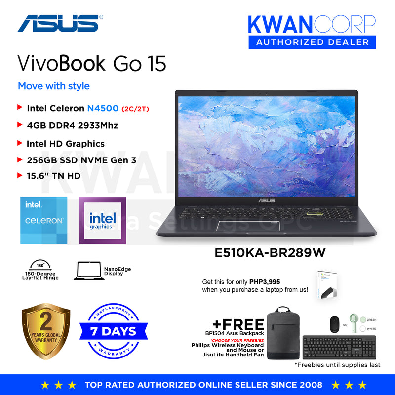Asus Vivobook Go 15 E510KA-BR289W Intel Celeron N4500 4GB RAM Intel HD