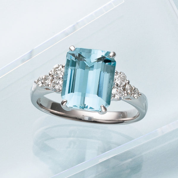 限定1点】アクアマリン/ダイヤモンド プラチナリング(2.71カラット