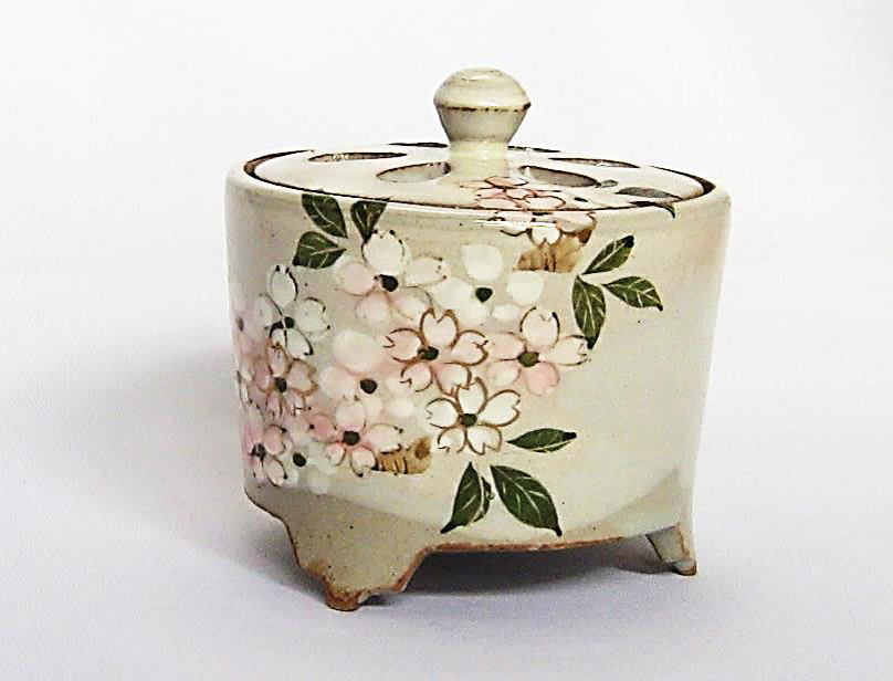 香炉・香立》 清水焼香炉 乾山手・みやこ櫻（紙箱付・送料サービス）