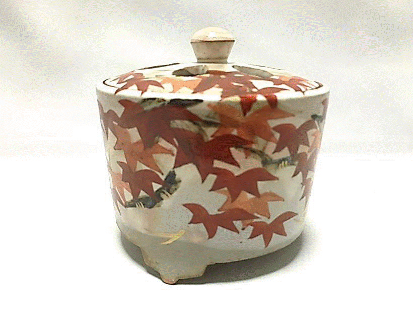 香炉・香立》 清水焼香炉 乾山手・もみじ（紙箱付・送料サービス）