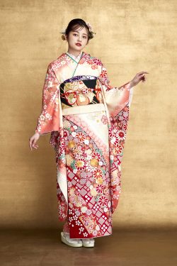 No.252 【ご好評により完売】【新品振袖/手絞り刺繍】【オレンジ