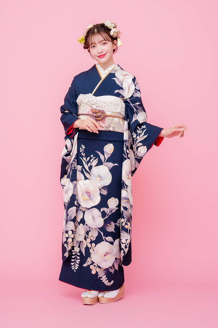 No.1138 【ご好評により完売】【新品振袖/京友禅】【紺・青】きりりと