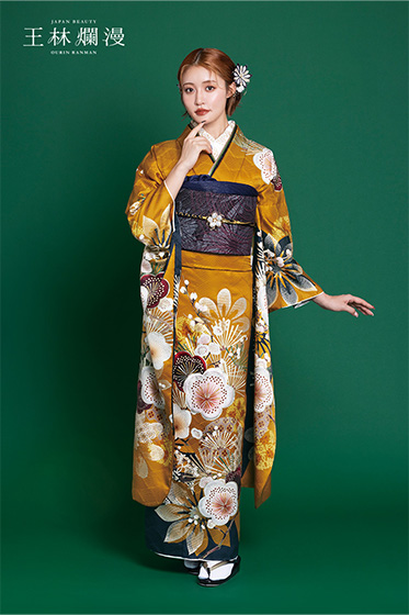 No.310 【新品振袖/手絞り金彩】【赤】伝統的な絞り染めの”桶絞り”が施