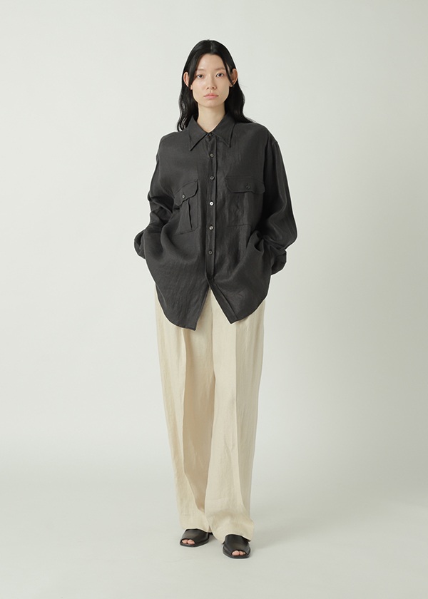 ゆっくりシーア 先行予約> ZUCCa / LINEN TWILL / シャツ(XL charcoal gray(25