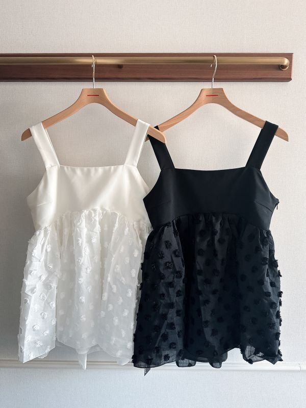 Fluffy Dot Ribbon Tops - HIAND