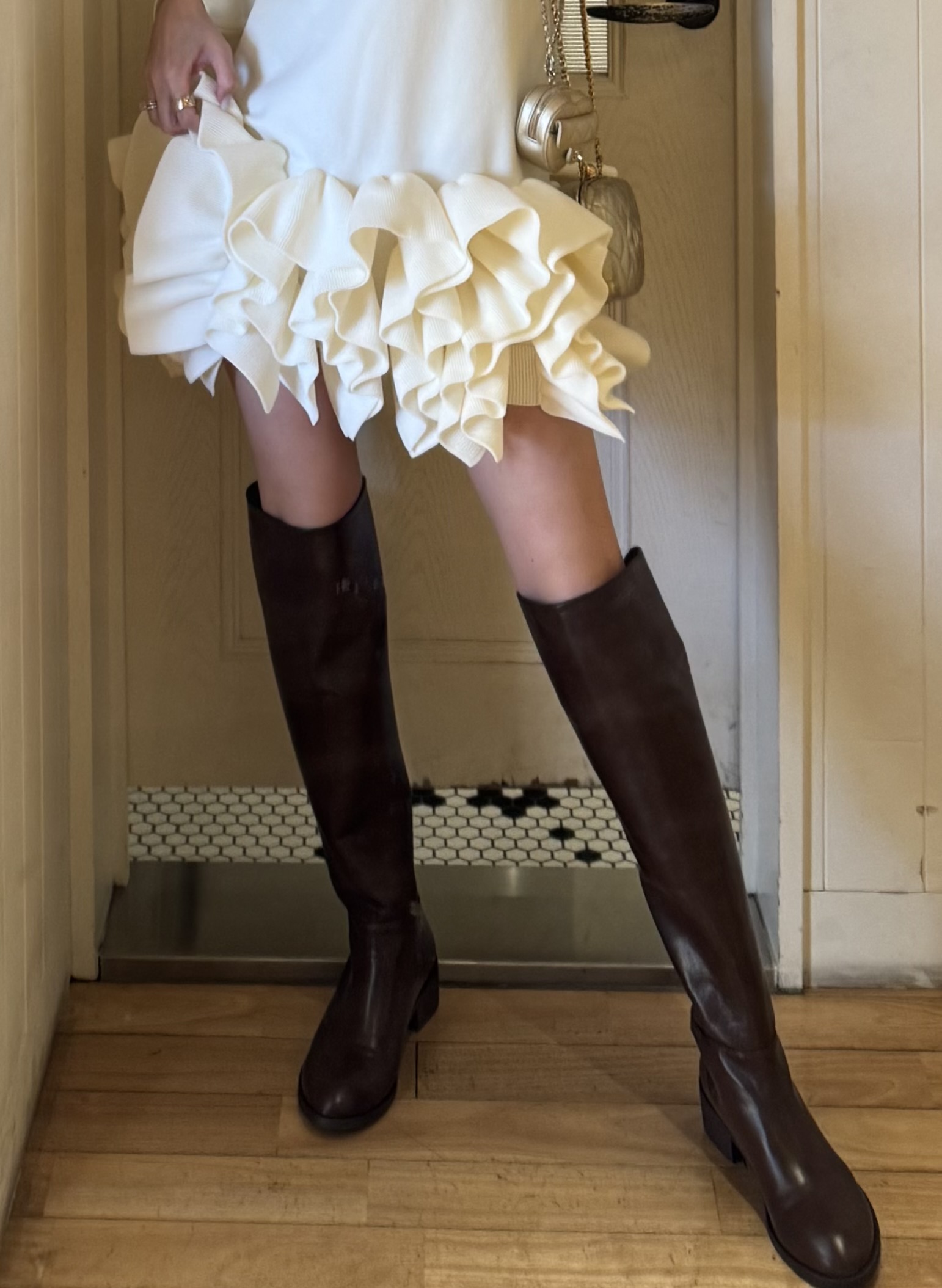 Ruffled-Hem Polo Dress - HIAND