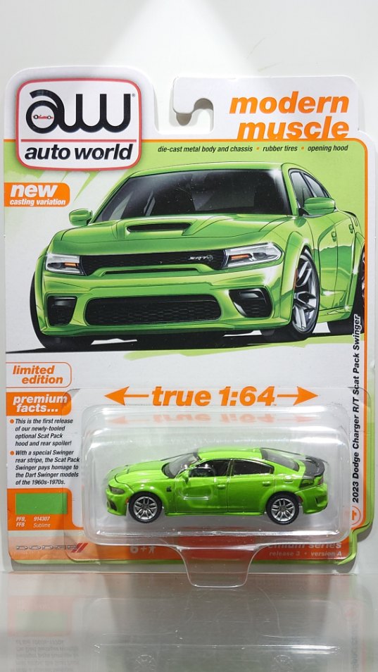 auto world 1/64 2023 Dodge Charger Swinger R/T Scat Pack Sublime