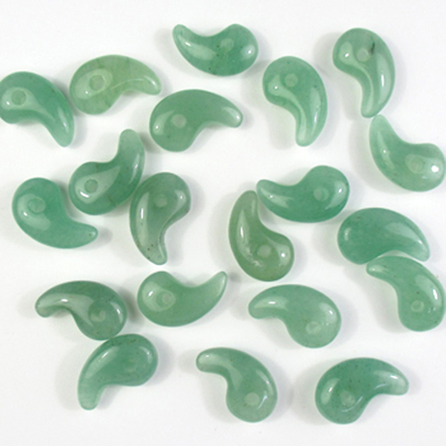 天然石ミニ勾玉 16×9mm グリーンアベンチュリン 【1ヶ入】 - ホルダー