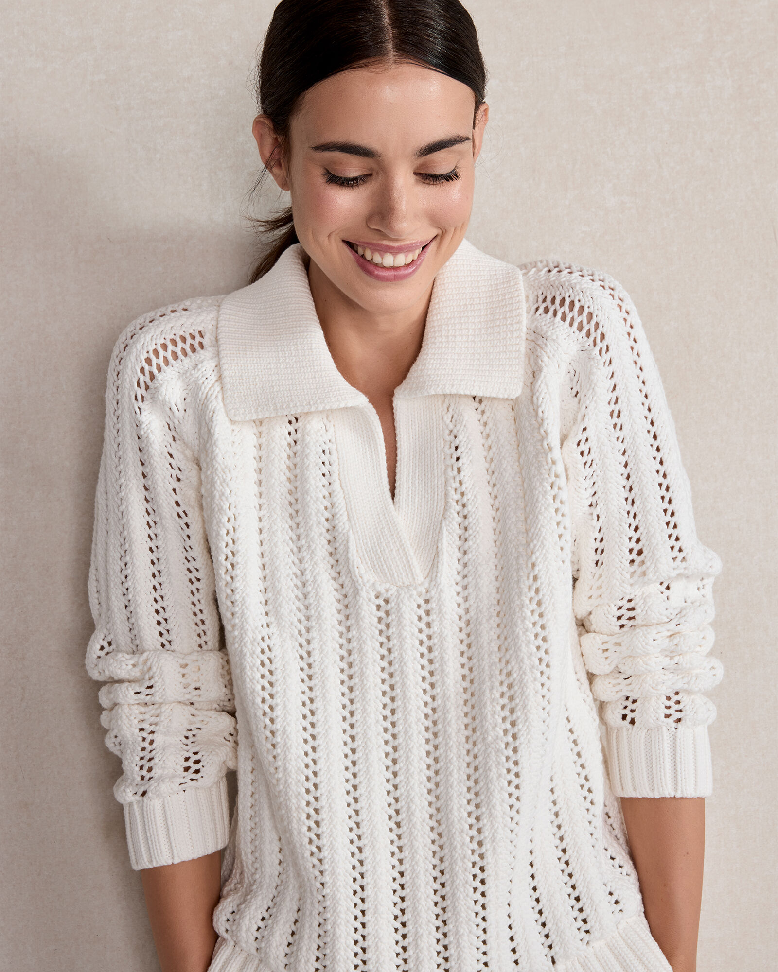 Open Stitch Johnny Collar Sweater | Haven Well Within