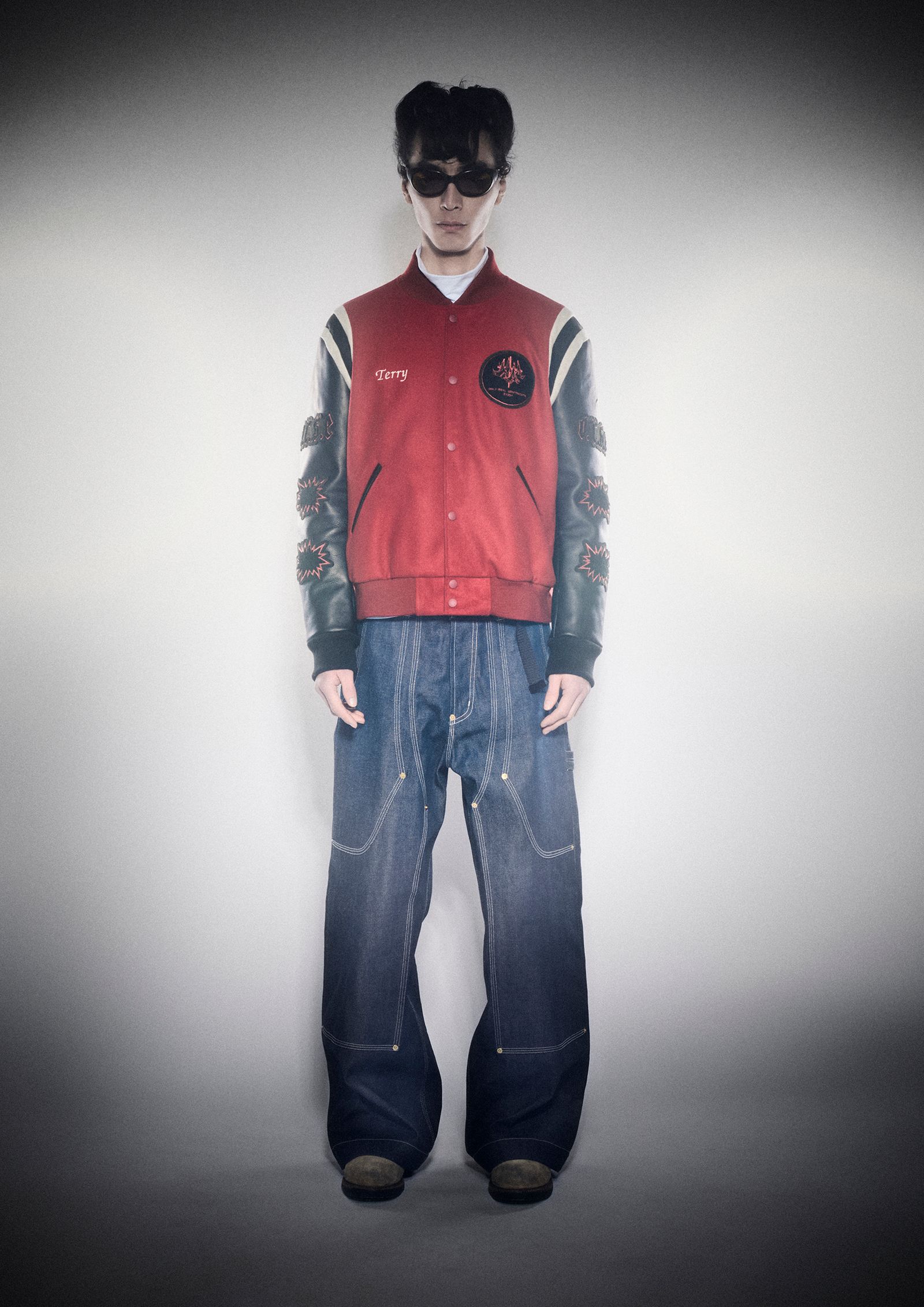 Azuma - PACHED LETTER JACKET / レタージャケット (BLACK, RED) | HAZE