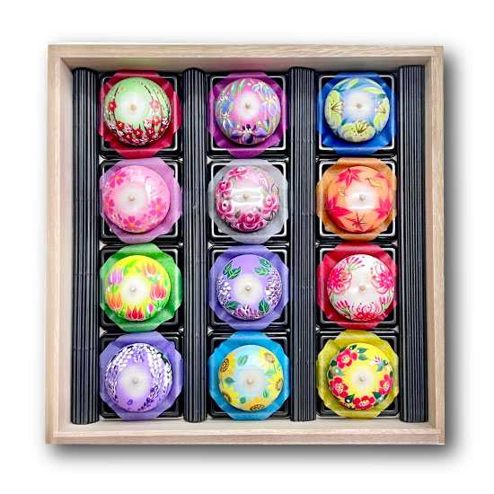 花丸ろうそく12個入桐箱ギフト｜【ろうそくの通販・ギフト】和ろうそく