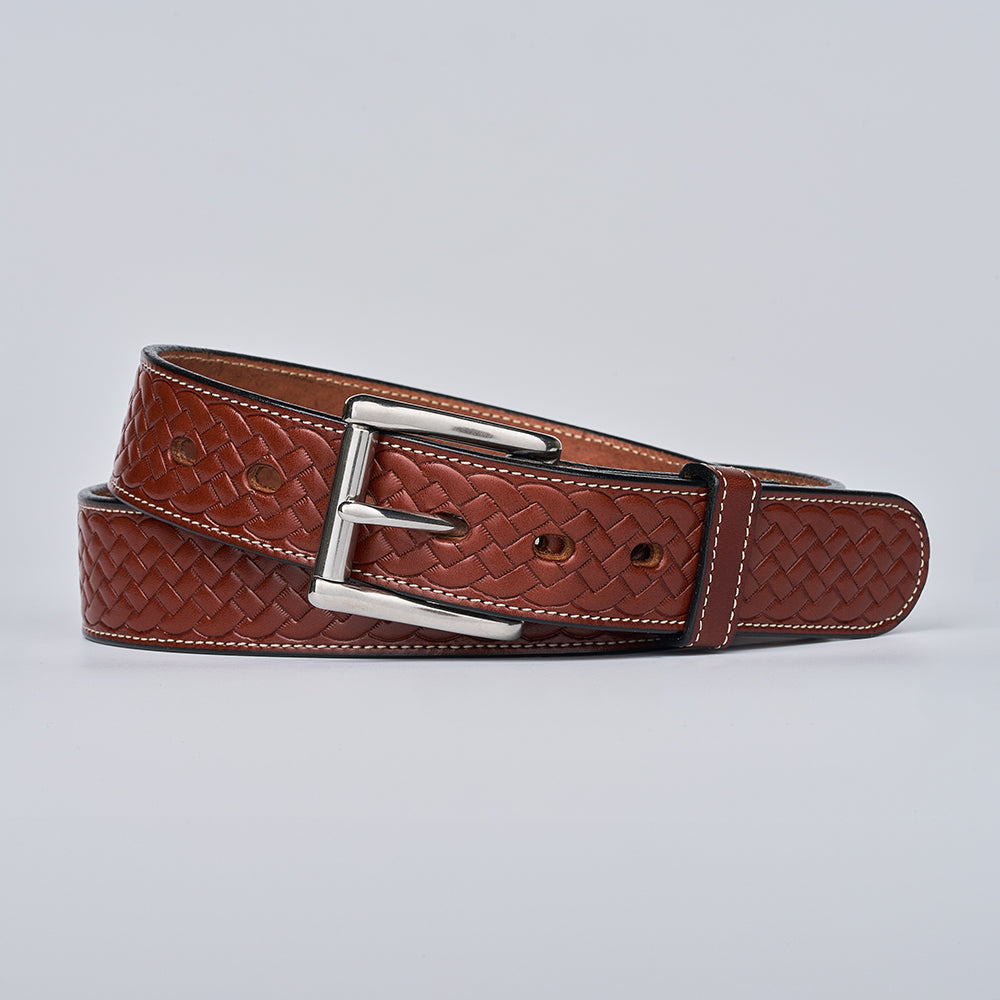Best Leather Basket Weave Belt - USA Made - Hanks Belts