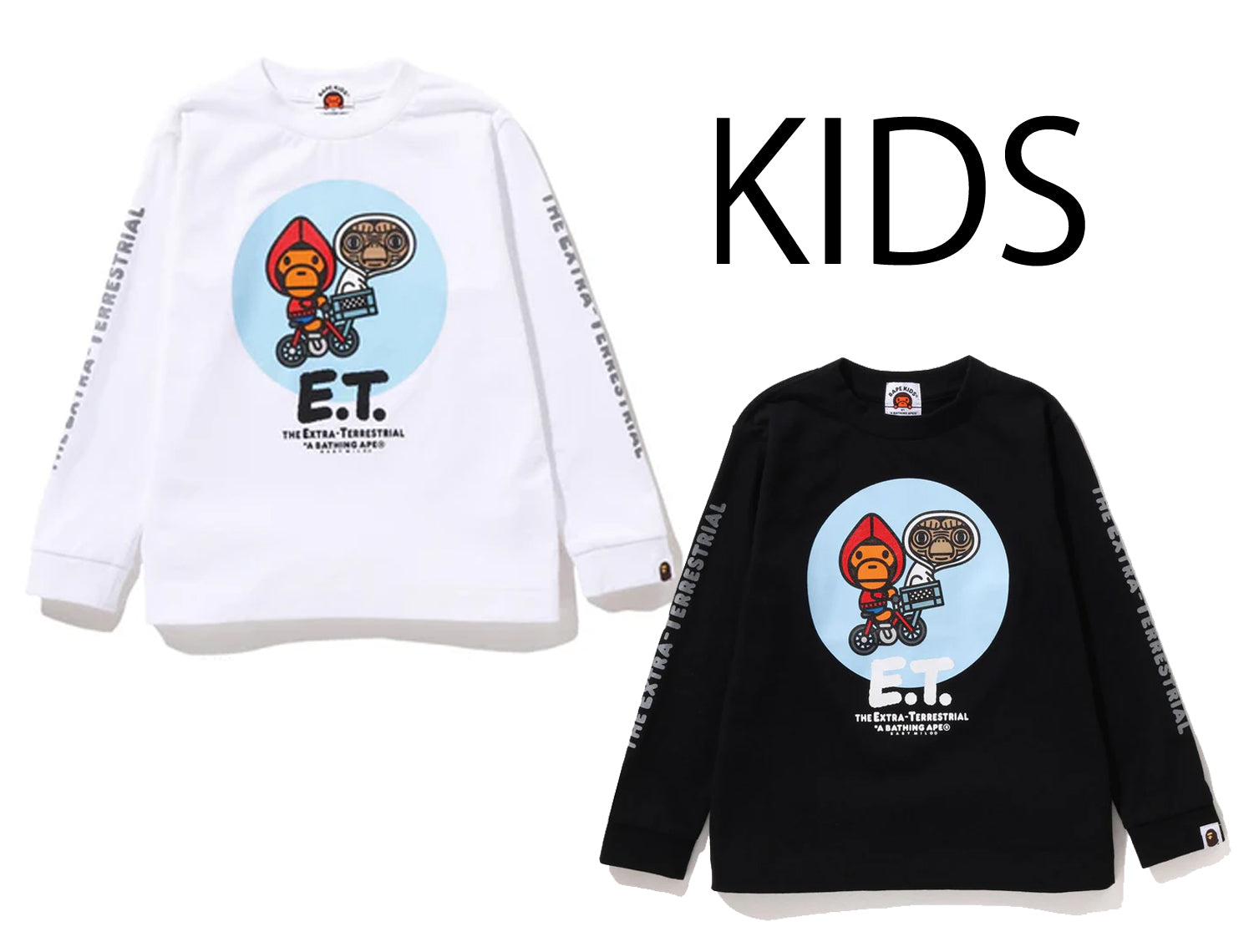 A BATHING APE BAPE KIDS BAPE X E.T. BABY MILO L/S TEE