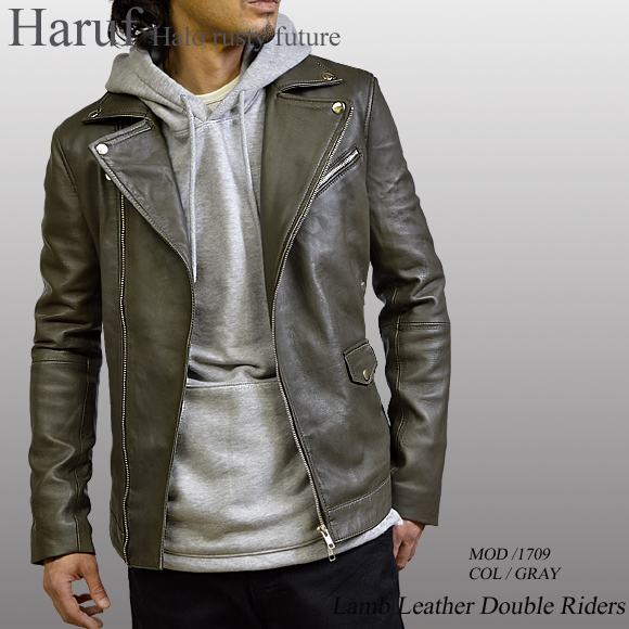 希少 バーバリーロンドン 羊革 ラムレザージャケット グレージュ 42