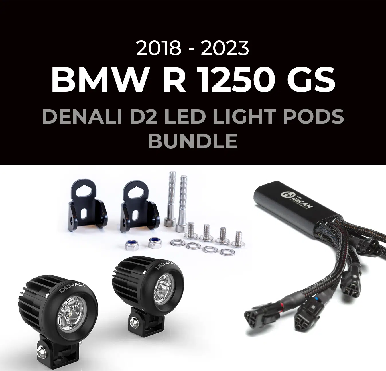 BMW R 1250 GS '18-23' Bundle with DENALI D2 LED Light Pods - Hex