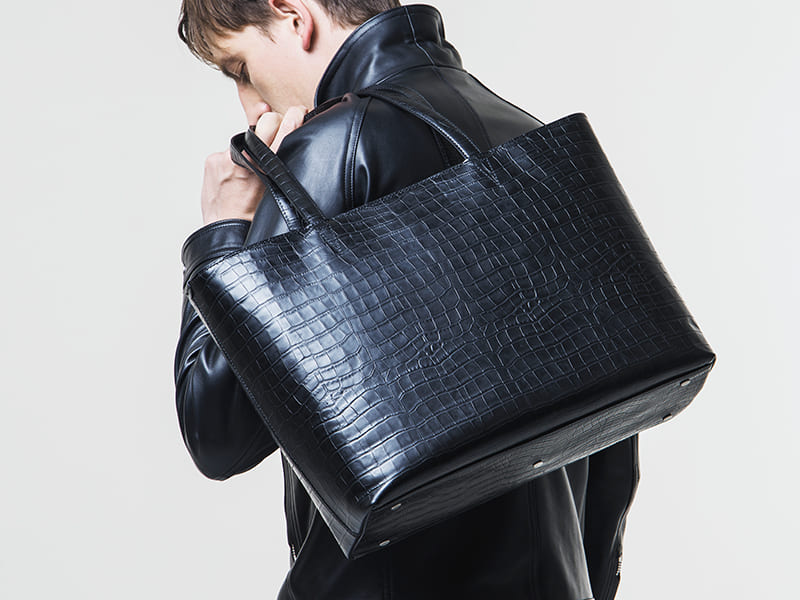 オンライン限定 ワキシングレザー トートバッグ/クロコ型押し