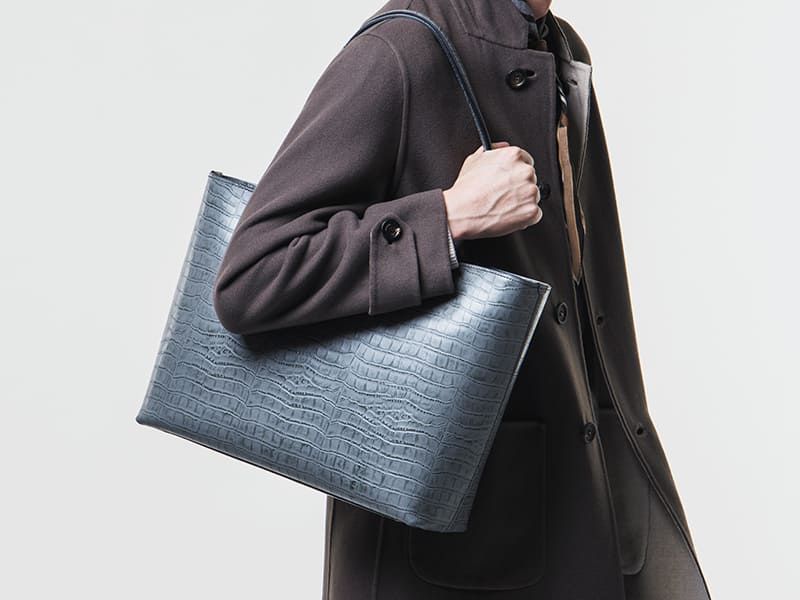 オンライン限定 ワキシングレザー トートバッグ/クロコ型押し