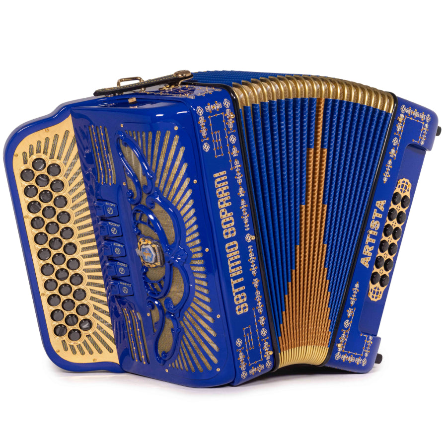 Settimio Soprani Artista II 5 Switch Accordion FBE in Blue with Gold D