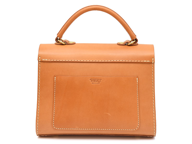 あおりポケットで使いやすい本革レディースハンドバッグ / 革鞄のHERZ