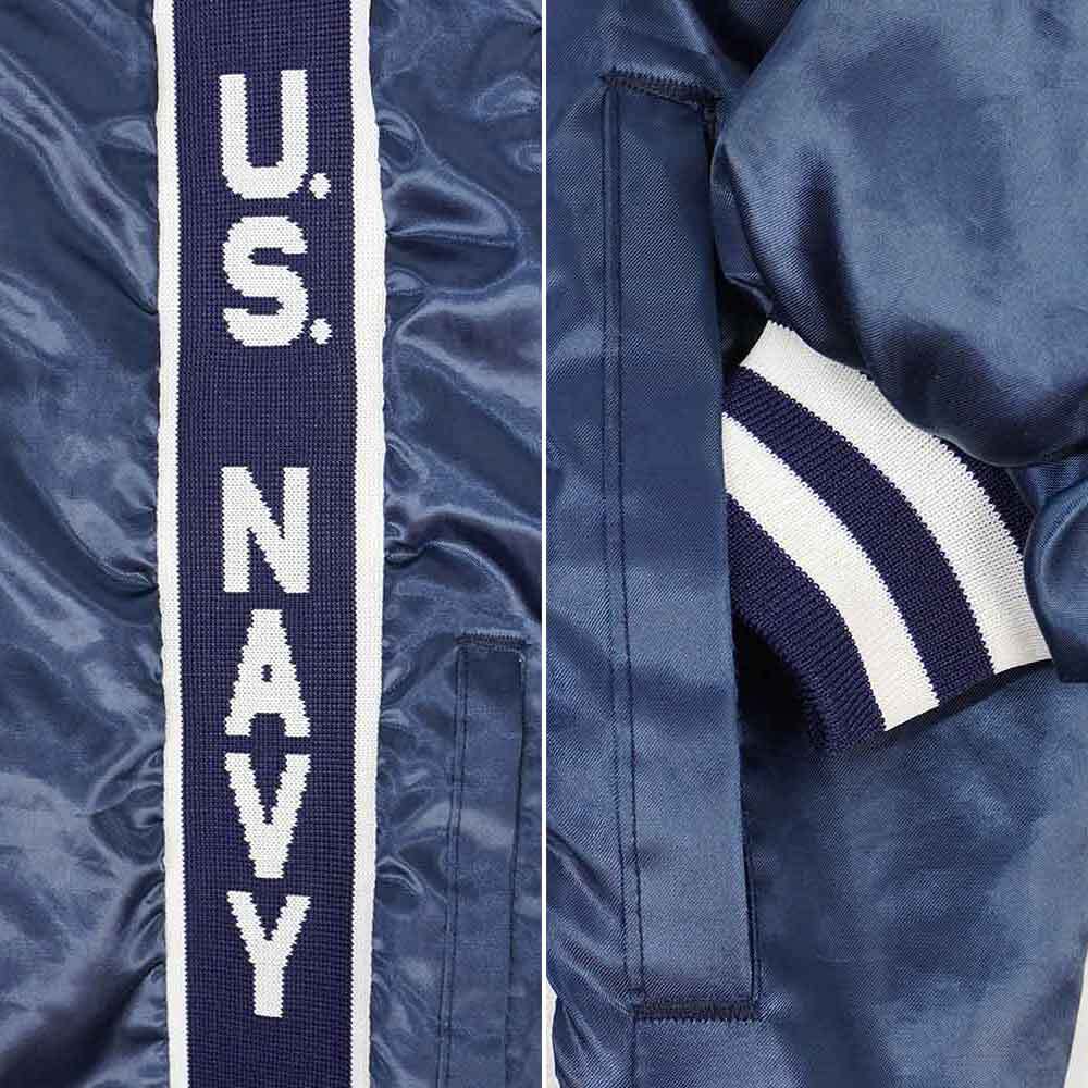 90's US.NAVY ナイロンサテンスタジャン “Swingster Made / MADE IN