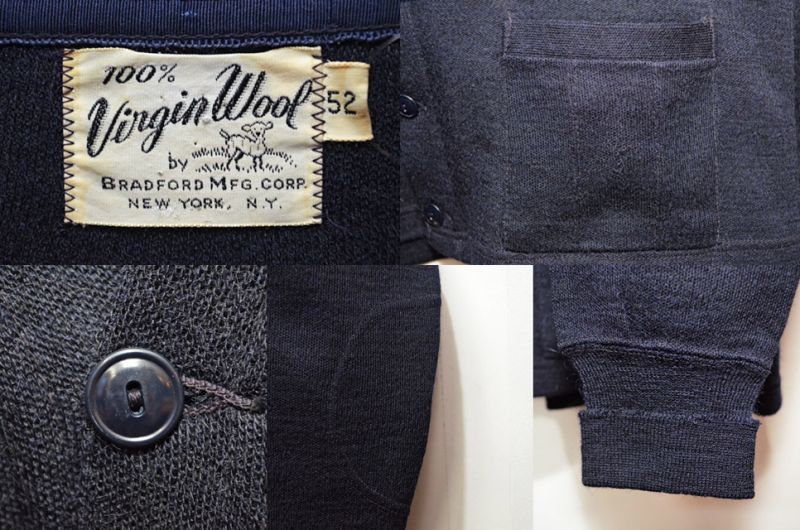 40-50's BRADFORD MFG CORP ウールワークカーディガン 