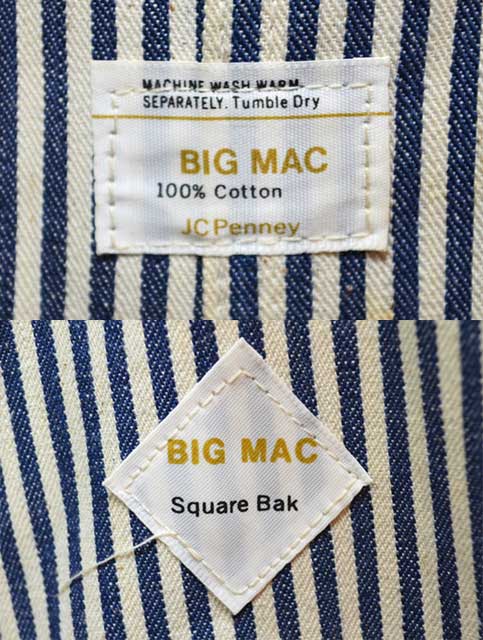 60-70's BIGMAC ヒッコリーストライプ柄 オーバーオール “DEADSTOCK