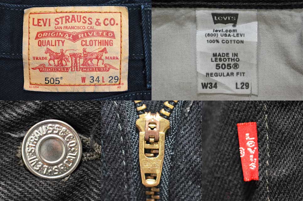 Levi's 505 ブラックデニムパンツ “W34 L29” - used&vintage box Hi-smile