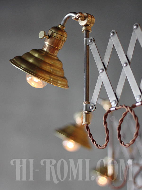 工業系蛇腹照明ビーハイブシェードシザーアームブラケットライト