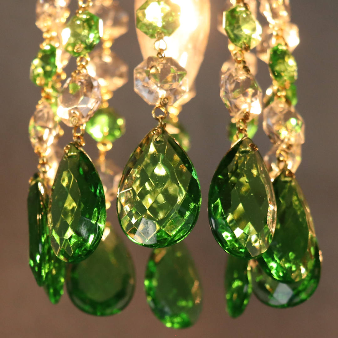 ヴィンテージミニシャンデリアプリズムペンダントライト【グリーン