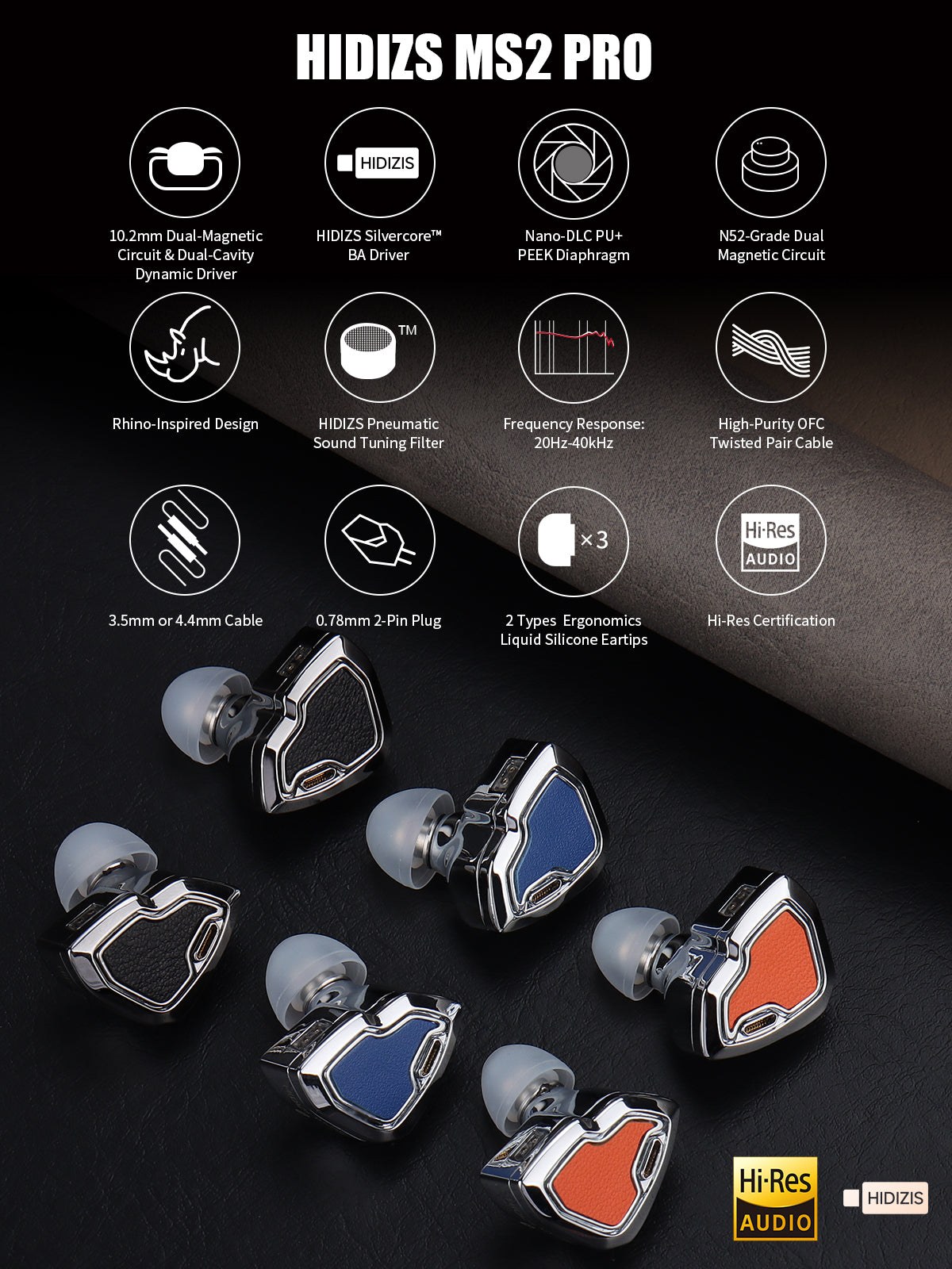 HIDIZS MS2 PRO 1BA + 1DD Hybrid HiFi In-ear Monitors