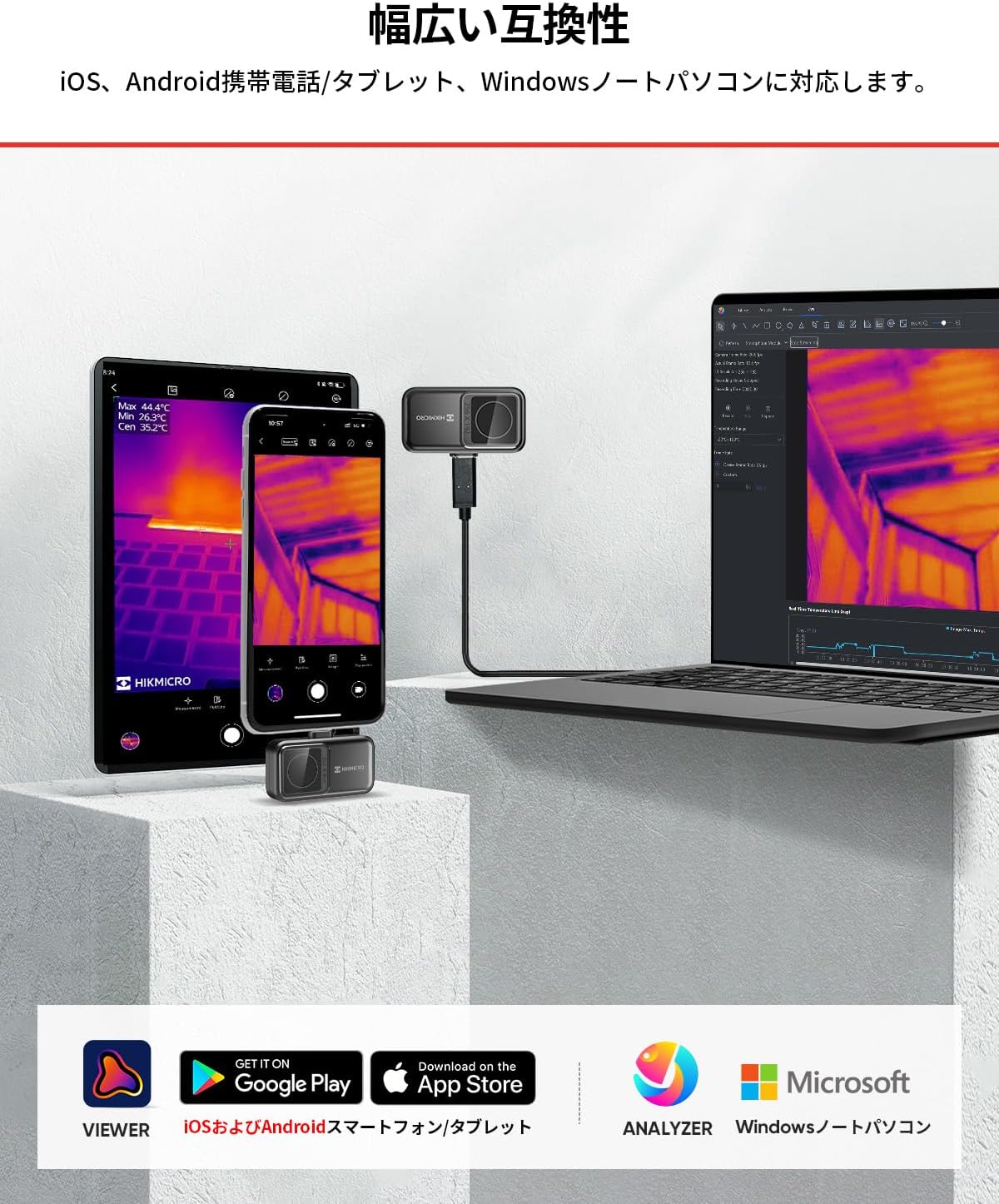 HIKMICRO Mini2 スマートフォン用サーマルカメラ 256 x 192画素 超小型