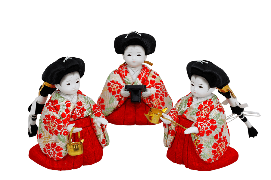 木目込み雛人形 初 - うい - 12号 三人官女（おすべらかし - 撫子